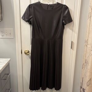 Ann Taylor Eggplant Pleated Imitation Leather Midi Dress